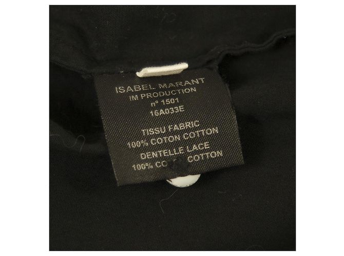 Isabel Marant Etoile Camicetta a maniche lunghe in pizzo di cotone nero Top size 38 - vista 3