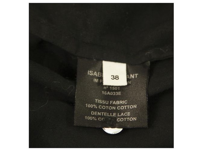 Isabel Marant Etoile Camicetta a maniche lunghe in pizzo di cotone nero Top size 38 - vista 4