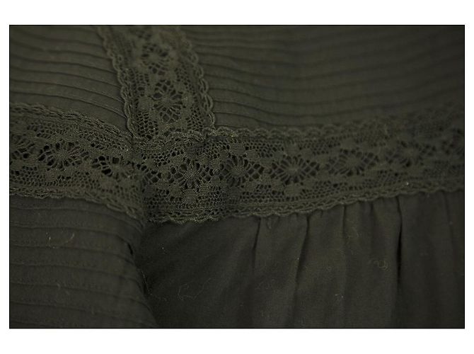 Isabel Marant Etoile Camicetta a maniche lunghe in pizzo di cotone nero Top size 38 - vista 6