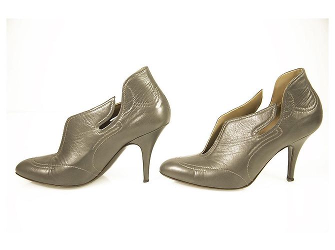 Laurence Dacade Grey Leather Wings High Heels Botines Botines tamaño 40 Gris antracita - vista 4
