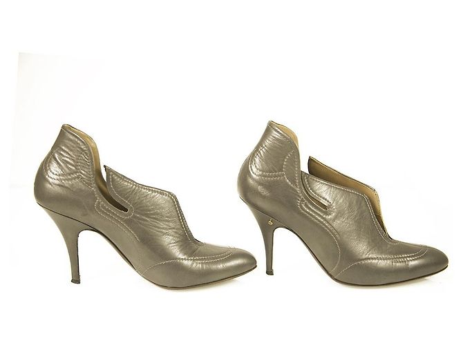 Laurence Dacade Grey Leather Wings High Heels Botines Botines tamaño 40 Gris antracita - vista 5