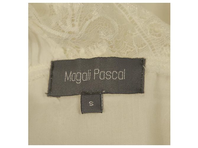 Magali Pascal White Lace Open Back Handmade Silk Mini Länge Kleid Größe S Weiß - Ansicht 3