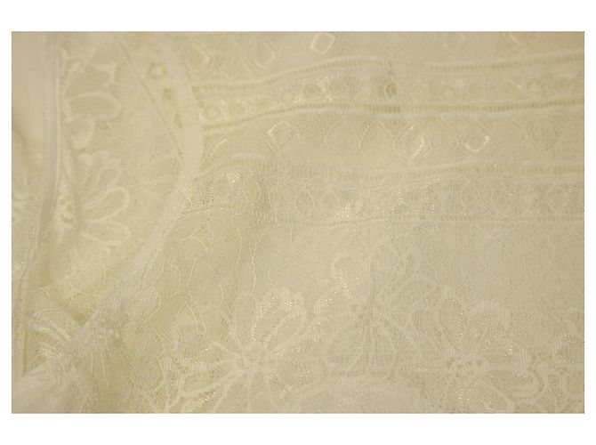 Magali Pascal White Lace Open Back Handmade Silk Mini Länge Kleid Größe S Weiß - Ansicht 5