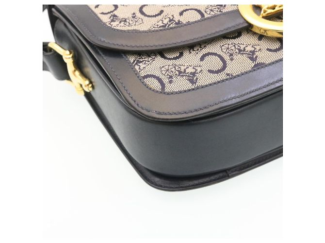 Céline CELINE C Borsa A Tracolla Carrozza Cavallo Macadam Tela Navy Auth 28465 - vista 14