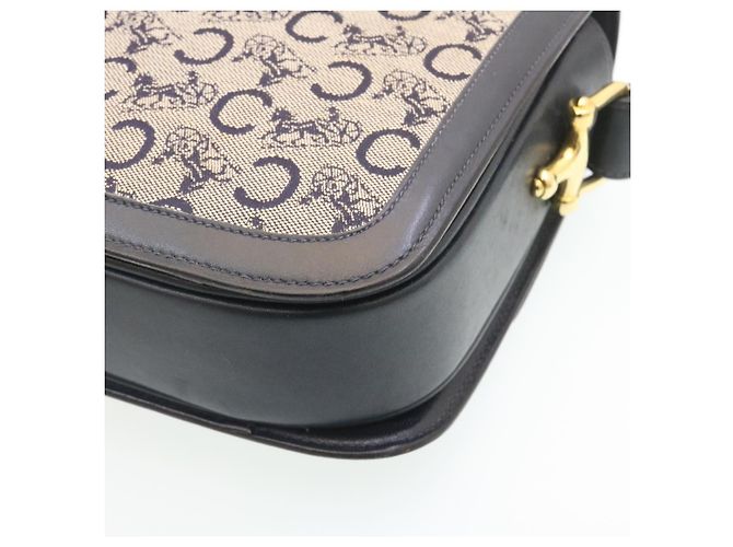 Céline CELINE C Borsa A Tracolla Carrozza Cavallo Macadam Tela Navy Auth 28465 - vista 15