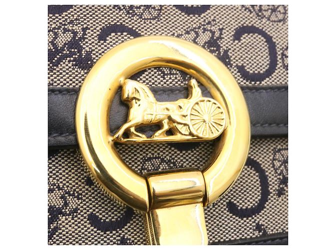 Céline CELINE C Borsa A Tracolla Carrozza Cavallo Macadam Tela Navy Auth 28465 - vista 17