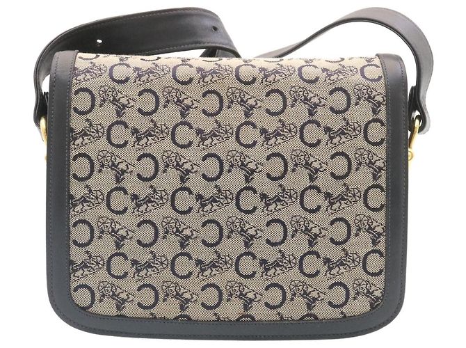 Céline CELINE C Borsa A Tracolla Carrozza Cavallo Macadam Tela Navy Auth 28465 - vista 2