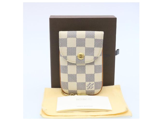 LOUIS VUITTON Damier Azur Etui Telephonne MM Custodia per cellulare LV Auth hs448 - vista 12