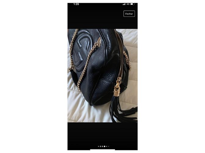 Borsa a mano Gucci Mala in pelle nera Nero - vista 6
