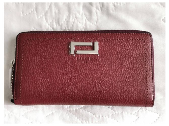 Lancel Zip Continental Wallet Blackcurrant Leather Dark red Silver hardware - view 12