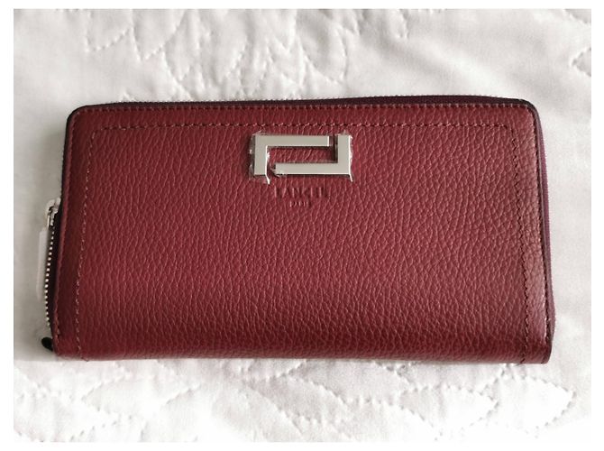 Lancel Zip Continental Wallet Blackcurrant Leather Dark red Silver hardware - view 14