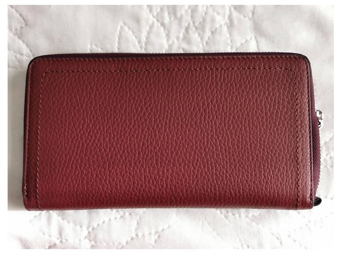 Lancel Zip Continental Wallet Blackcurrant Leather Dark red Silver hardware - view 2