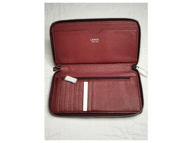 Lancel Zip Continental Wallet Blackcurrant Leather Dark red Silver hardware - view 3