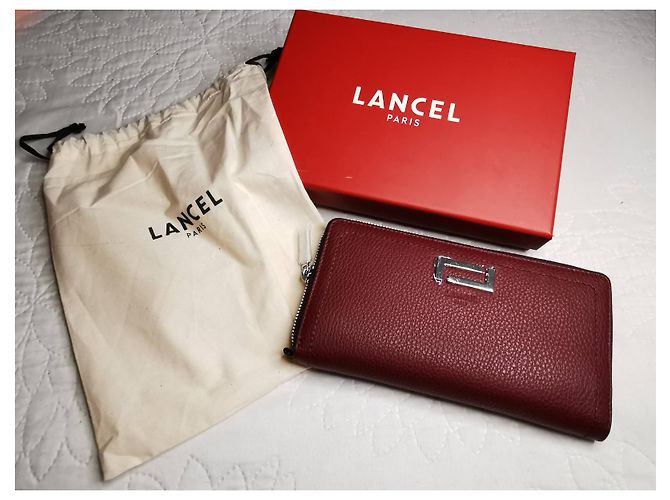 Lancel Zip Continental Wallet Blackcurrant Leather Dark red Silver hardware - view 4