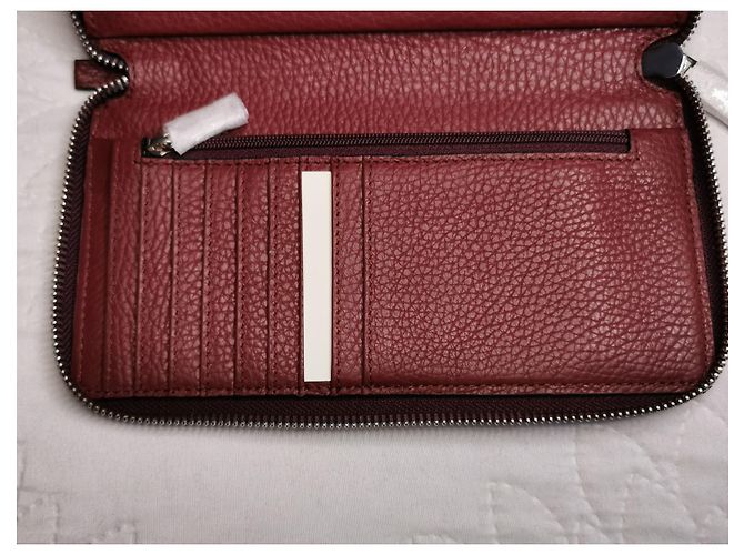 Lancel Zip Continental Wallet Blackcurrant Leather Dark red Silver hardware - view 5