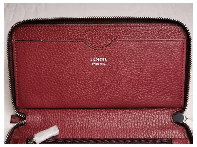 Lancel Zip Continental Wallet Blackcurrant Leather Dark red Silver hardware - view 6