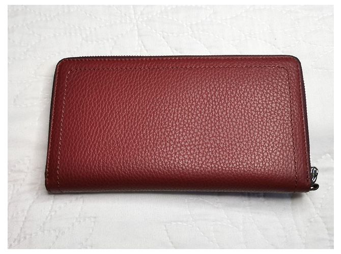 Lancel Zip Continental Wallet Blackcurrant Leather Dark red Silver hardware - view 9