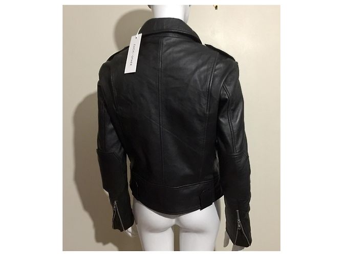Each X Other Schwarze Lederjacke im Bikerstil - Ansicht 3