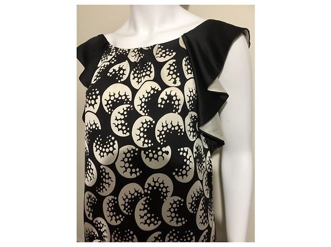 Diane Von Furstenberg DvF HAYTAN Vestido de jersey de seda Negro Blanco - vista 2