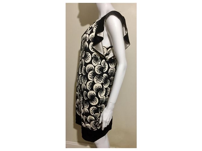 Diane Von Furstenberg DvF HAYTAN Vestido de jersey de seda Negro Blanco - vista 3