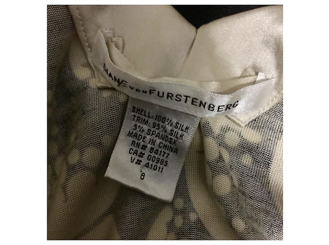 Diane Von Furstenberg DvF HAYTAN Vestido de jersey de seda Negro Blanco - vista 4