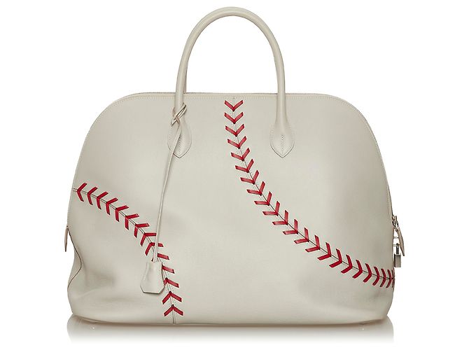 Hermès Bolide di baseball bianco di Hermes 45 Rosso Crudo - vista 3