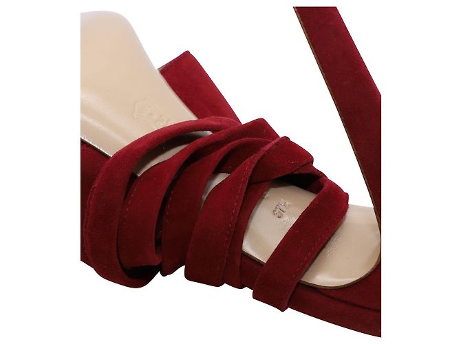 Gianvito Rossi Crissy Lace-Up Stiletto Sandal en Daim Bordeaux - vue 7