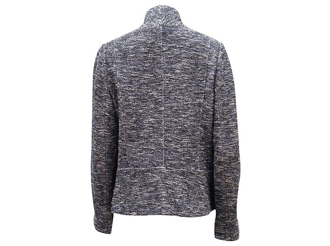 Giacca Vince Tweed Texture Open Drape in cotone blu - vista 2
