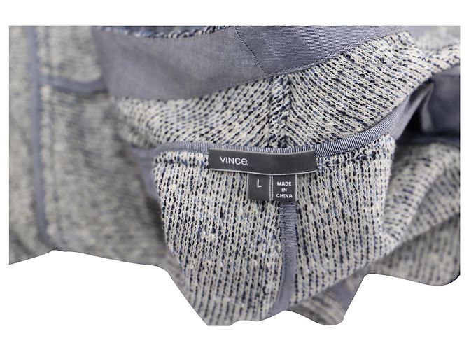 Giacca Vince Tweed Texture Open Drape in cotone blu - vista 3