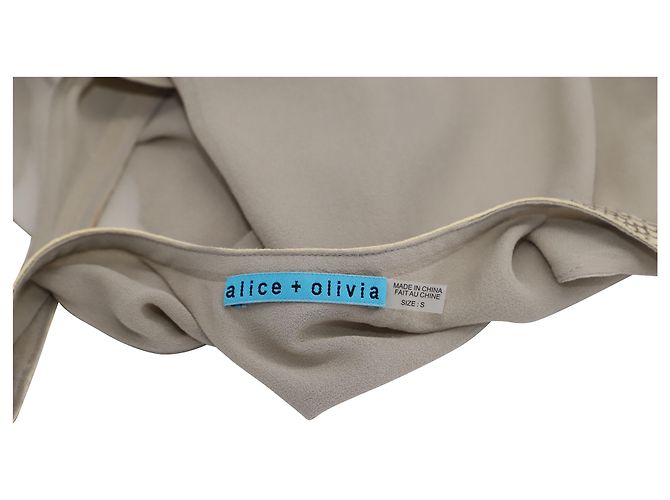 Alice + Olivia Chiffon Tank Top in Tan Silk Brown Beige - view 3