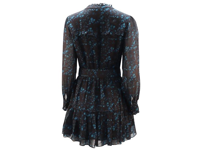 Nicholas Kirkwood Nicholas Belted Floral Chiffon Mini Dress em Viscose Preta Preto - vista 2