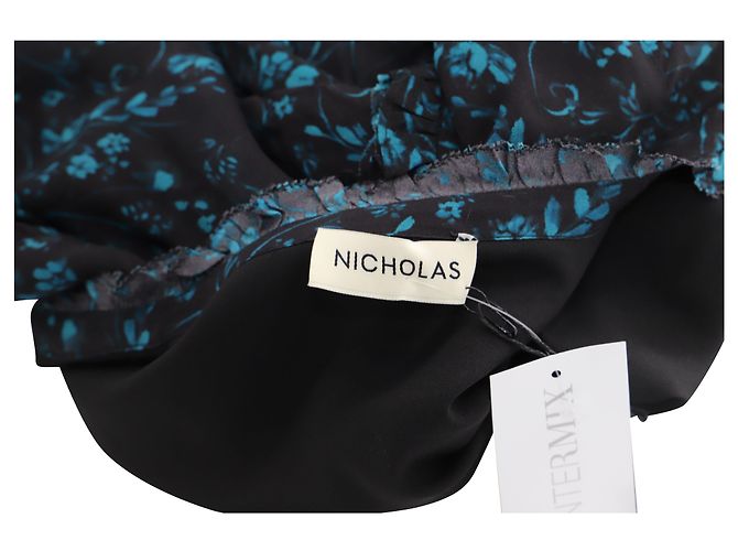 Nicholas Kirkwood Nicholas Belted Floral Chiffon Mini Dress em Viscose Preta Preto - vista 3