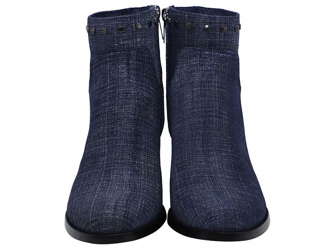 Jimmy Choo Melvin 65 Stivaletti Denim in Pelle Blu - vista 3