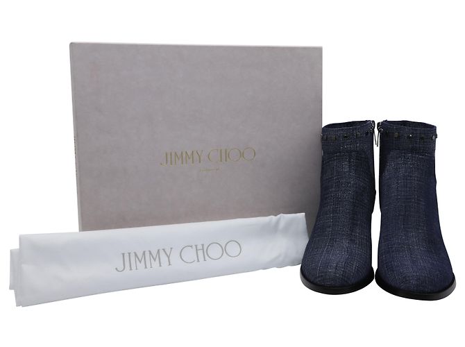 Jimmy Choo Melvin 65 Stivaletti Denim in Pelle Blu - vista 6