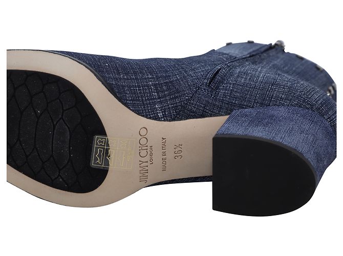 Jimmy Choo Melvin 65 Stivaletti Denim in Pelle Blu - vista 7