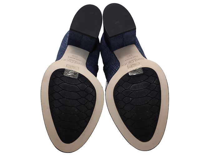 Jimmy Choo Melvin 65 Stivaletti Denim in Pelle Blu - vista 8