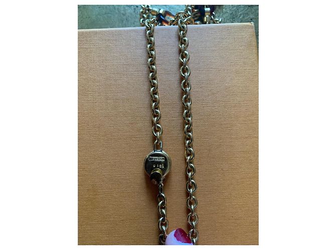 Collar de cadena Chanel en metal dorado y pasta de vidrio Gold hardware - vista 2