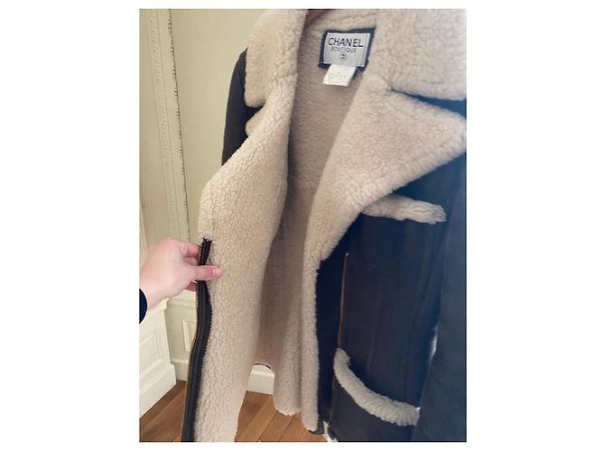 Abrigo Chanel de shearling piel de oveja negro - vista 4