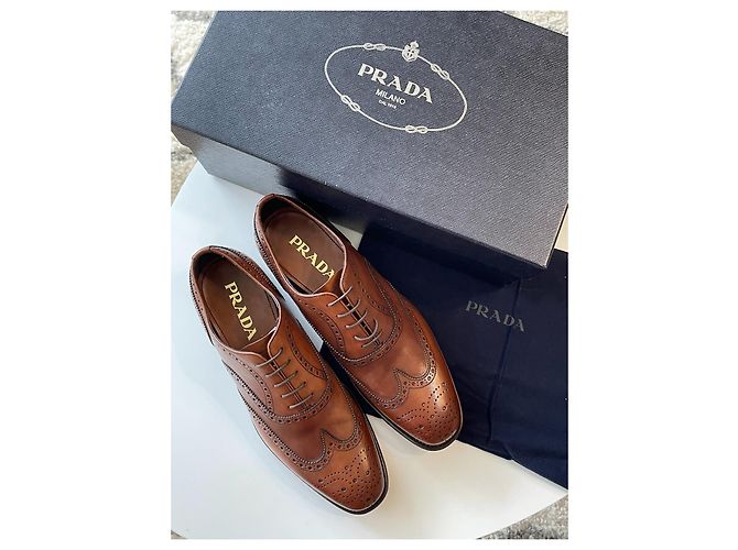 PRADA chaussures habillées en cuir à bout golf pour hommes - vue 2