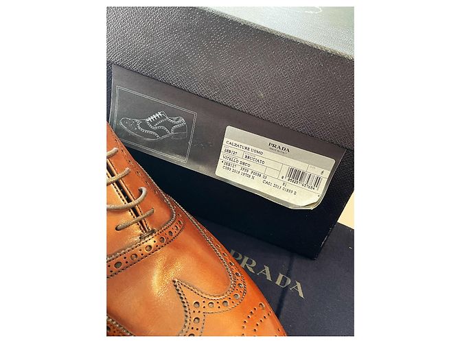 PRADA chaussures habillées en cuir à bout golf pour hommes - vue 4