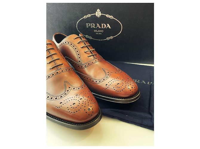 PRADA chaussures habillées en cuir à bout golf pour hommes - vue 5