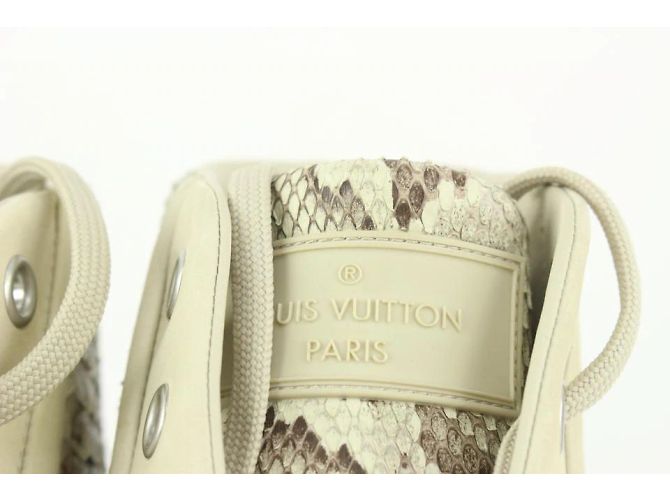 Louis Vuitton men's 8 US Python Ivory Cream High Top Sneaker - view 4