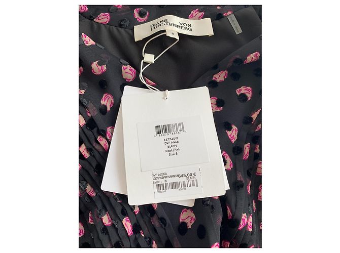 Abito Diane Von Furstenberg in seta e viscosa nero e rosa - vista 6