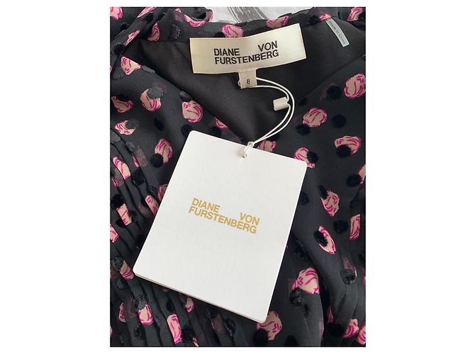 Abito Diane Von Furstenberg in seta e viscosa nero e rosa - vista 7