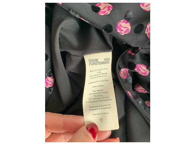 Abito Diane Von Furstenberg in seta e viscosa nero e rosa - vista 8