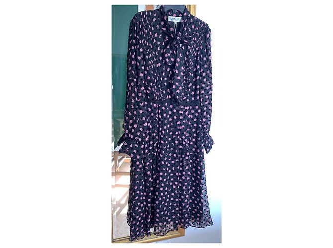 Abito Diane Von Furstenberg in seta e viscosa nero e rosa - vista 11