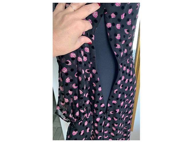 Abito Diane Von Furstenberg in seta e viscosa nero e rosa - vista 5