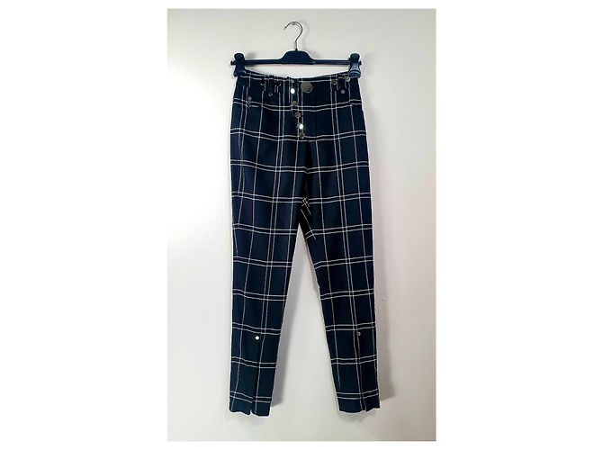 Alexander Wang Pantalones Pitillo con Estampado a Cuadros Negro Blanco - vista 2