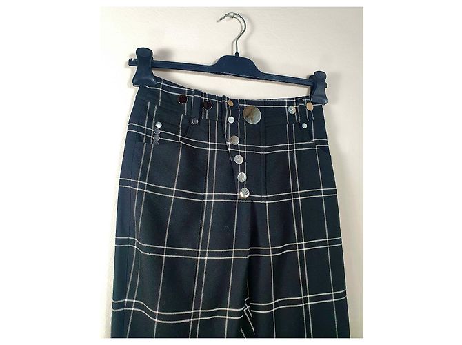 Alexander Wang Pantalones Pitillo con Estampado a Cuadros Negro Blanco - vista 3