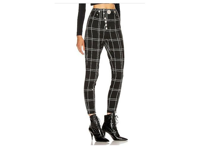 Alexander Wang Pantalones Pitillo con Estampado a Cuadros Negro Blanco - vista 8